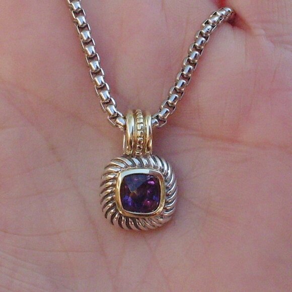 David Yurman Jewelry - Retired David Yurman Albion Amethyst Enhancer Pendan w/Chain - 14K/925